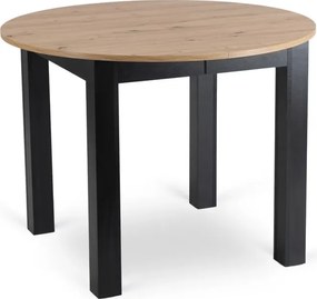 Zestaw Stół Okrągły Rozkładany HARRY 102-142 cm Dąb Artisan/Czarny i 4 Krzesła Tapicerowane BARI Czarne Nowoczesne