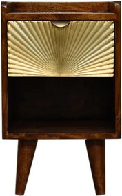 Artisan Furniture Orzechowa mini szafka nocna z 1 szufladą, akcent Manila Gold, sypialnia