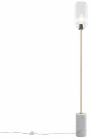 Lampa podłogowa w stylu art deco z mosiądzu z przezroczystym szkłem - Rid ArtDeco Oswietlenie wewnetrzne