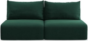 Ciemnozielona aksamitna rozkładana/ze schowkiem sofa 216 cm Kalena – Makamii