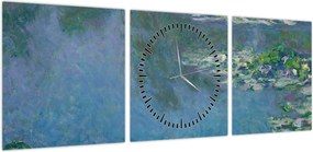 Obraz - Claude Monet, Water Lilies, reprodukcje (z zegarem) (90x30 cm)