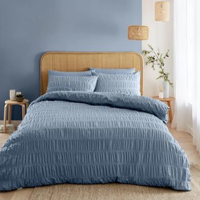 Niebieska pościel dwuosobowa z kory 230x220 cm Seersucker – Catherine Lansfield