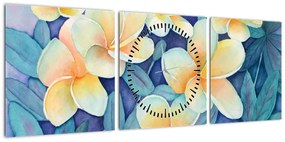 Obraz - Tropikalne krzewy (z zegarem) (90x30 cm)