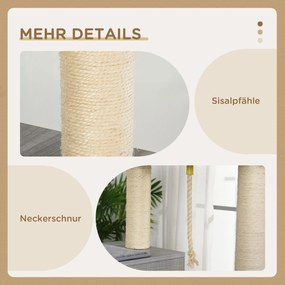 PawHut wielopoziomowy drapak do ostrzenia pazurów dla kotów z hamakiem