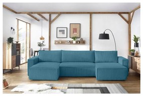 Turkusowy sztruksowy rozkładany narożnik Nihad – Bobochic Paris