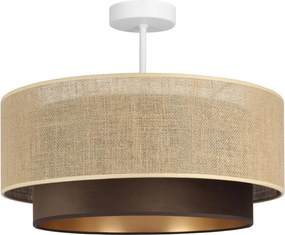 Przysufitowy żyrandol SARTA 1xE27/60W/230V śr. 45 cm brązowy/juta
