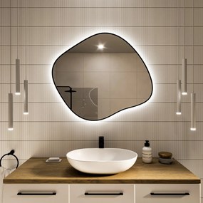 Nieregularne lustro LED Stain III - czarne