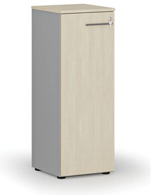 Szafa biurowa niska z drzwiami PRIMO GRAY, 400 x 420 x 1087 mm, szary/brzoza