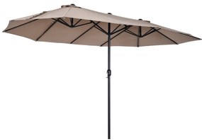 Outsunny Parasol Owalny Podwójny Ogrodowy z Korbką Jasnokawowy 460x270x240cm Idealny na Targ i Taras | Aosom PL