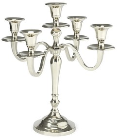 Świecznik pięcioramienny, srebrny, 30 cm