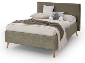 Ciemnozielone tapicerowane łóżko dwuosobowe ze schowkiem i stelażem 140x200 cm Riva – Meise Möbel