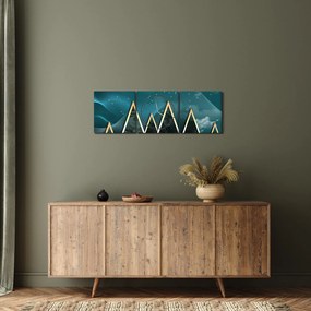 Obraz - Księżyc w pełni nad złotymi górami (z zegarem) (90x30 cm)