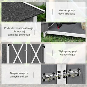 Outsunny szafka ogrodowa drewniana szopa na narzędzia z asfaltowym dachem zielono szara | Aosom PL