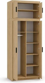 Szafa Ele 2D 90 cm dąb olejowany - dwudrzwiowa szafa z półkami i drążkiem na ubrania do sypialni