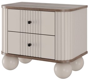 Zestaw szafek nocnych Vesper 56 cm - kaszmir / orzech / czarne uchwyty / nogi kule