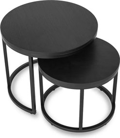 Zestaw Stolików Kawowych MANU 43 cm/53 cm Czarny Nowoczesny Loft