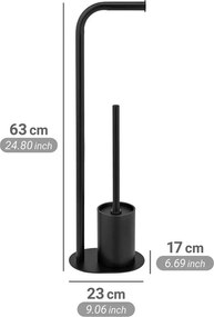Czarny stalowy stojak na papier toaletowy ze szczotką Levante – Wenko