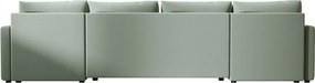 Rozkładana sofa w kształcie U VENORIA 285x146 cm, jasny zielony + 2 poduszki GRATIS