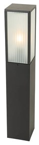 Zewnetrzna Lampa stojąca zewnętrzna czarna z żebrowanym szkłem 80 cm IP44 - Charlois Nowoczesny Oswietlenie zewnetrzne