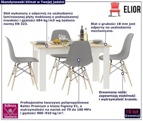 Zestaw Do Biały Jadalni Stół + Dąb Sonoma I 4 Szare Krzesła T5-E54