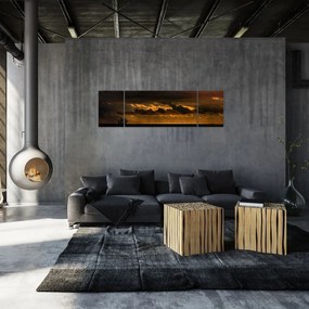 Obraz żaglówki o zachodzie słońca (170x50 cm)