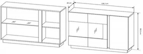 Komoda z witryną biały + dąb grandson - Medina 6X
