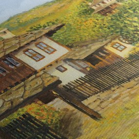 Obraz - Domki letniskowe w lecie (z zegarem) (90x30 cm)