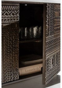 Ciemnobrązowa szafka pod TV z litego drewna mango 145x48x40 cm Kalai – MOME