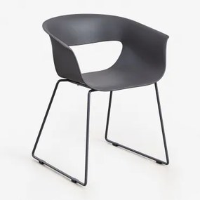 Zestaw 2 Krzeseł Ogrodowych Z Polipropylenu I Stali Alanys Grafitowa Szarość - Sklum