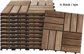 Płytki drewniane teak 30x30 cm na balkon i taras, 22 sztuki