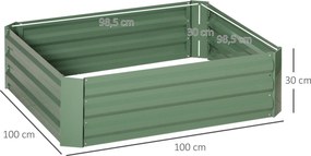 Outsunny Zestaw 2 skrzynek na kwiaty Stalowa konstrukcja Otwarte dno Zielony 100x100x30cm Ogród | Aosom PL