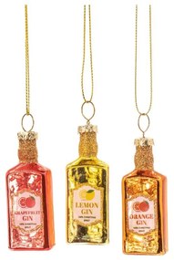 Szklane ozdoby świąteczne wykonane ręcznie zestaw 3 szt. ø 3 cm Gin Bottle – Sass &amp; Belle