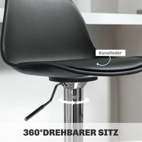 HOMCOM Zestaw 2 Stołków Barowych z Oparciem, Obrotowe, Regulowane na Wysokość, Nośność do 120 kg, 42 x 38 x 82-104 cm, Czarny