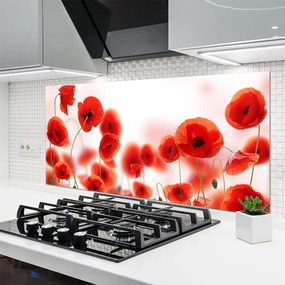 Panel Szklany do Kuchni Czerwone Maki W Polu