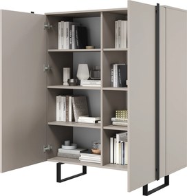 Komoda wysoka Verica 120 cm dwudrzwiowa - kaszmir / czarne nóżki