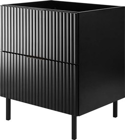 Szafka pod umywalkę, Czarny, 60 x 77 x 46 cm, uchwyt czarny, nogi czarne, bez blatu