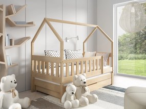Masseno Łóżko dziecięce BAMBINA z barierką zabezpieczającą - Sosna / Bez szuflady