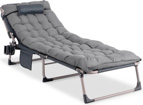 Składany leżak ogrodowy z pikowaną poduchą Saturn