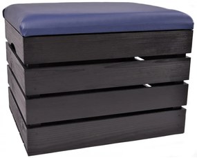 Pufa kufer skrzynia drewniana sosnowa siedzisko 50cm malowana czarna