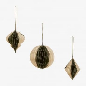Zestaw 3 Ozdób Choinkowych Z Papieru Doreimi Verde Oscuro - Sklum