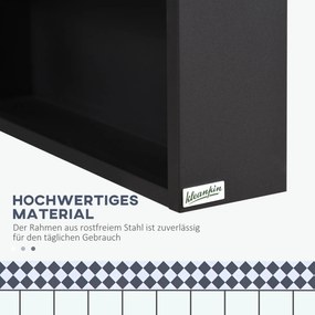 Szafka łazienkowa kleankin, 2 półki wewnętrzne, otwarta półka, obudowa ze stali, czarna, 46 x 13,5 x 58 cm