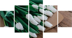 Obraz bukietu białych tulipanów (125x70 cm)