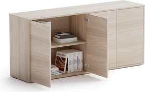 Komoda biurowa BLOCK, 1600 × 400 × 710 mm, 4 drzwi, dąb naturalny