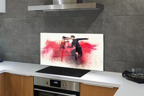 Szklany Panel Taniec w Czerwonym Dymie