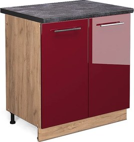 Szafka pod zlew bordowa czerwień wysoki połysk 80x60x82 fame-line