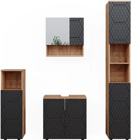 Zestaw mebli łazienkowych antracyt o strukturze plastra miodu 80x41x58.6 irma