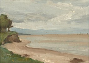 Obraz na szkle - Jean-Baptiste-Camille Corot, Beach Near Etretat, reprodukcje (70x50 cm)