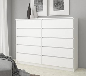 Komoda AKORD K160 Biała 160 cm 10 szuflad kolor Biały mat 160x40x121 cm