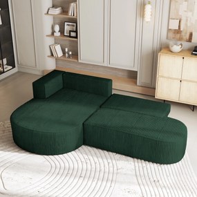 Masseno Narożnik CORTIO z funkcją spania i pojemnikiem na pościel Narozniki L, Rozkładana sofa - Zielony, POSO 14