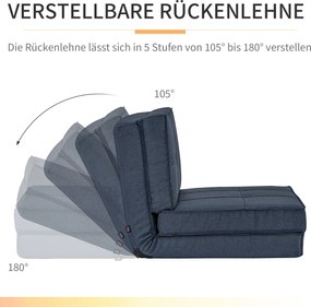 HOMCOM Fotel podłogowy rozkładany, 5-stopniowa regulacja, granatowy, 61x73x58cm | Aosom PL